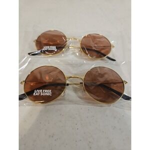 SONIC DRIVE IN - LIVE FREE EAT SONIC - GOLD TONE SUNGLASSES - NEW